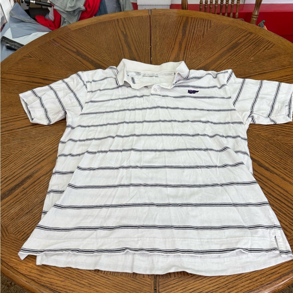 Cutter & Buck K-State Wildcats Classic White Polo with Black Stripes